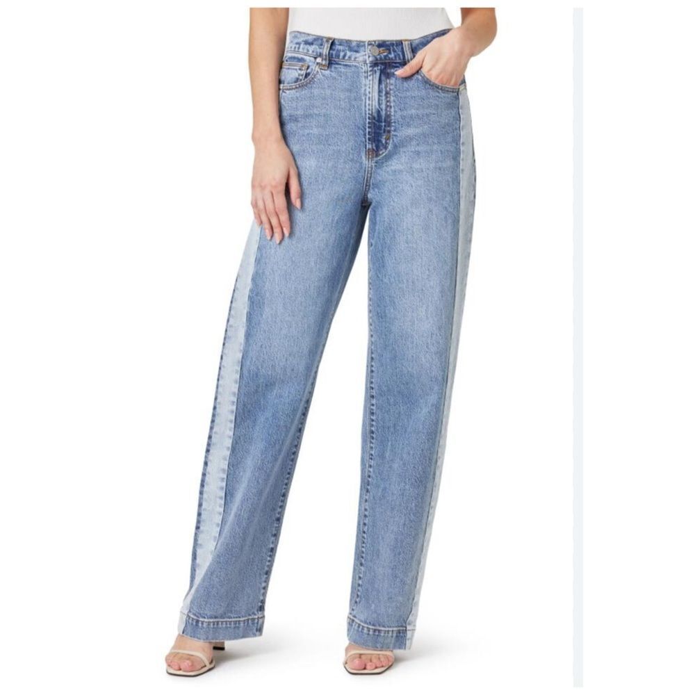 Habitual Colorblock Slouchy Straight Leg High Rise Jeans